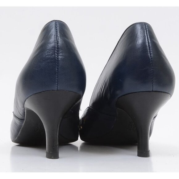 Franco Sarto Womens 8M Rambler Blue Leather Low Heel Pointed Toe Pumps Shoes - Picture 4 of 10